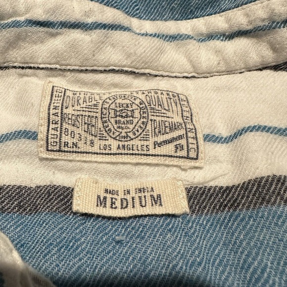 Lucky Brand Shirt Mens Medium Blue Button Up Alaska Southwestern Outdoor Casual‎ - Picture 2 of 6